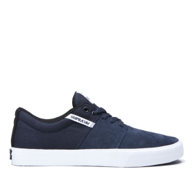 Supra Mens STACKS II VULC Low Top Shoes Navy/White/white | US-40611